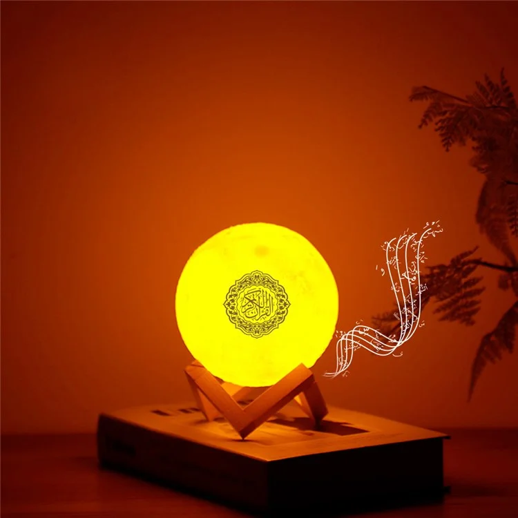 Equantu SQ175 Creative Moon Lamp Quran Lautsprecher Kinder Nachtlicht 7 Farben LED 3D Star Monod Licht Mit Stand Für Koran Rezitation Eid Mubarak Hajj