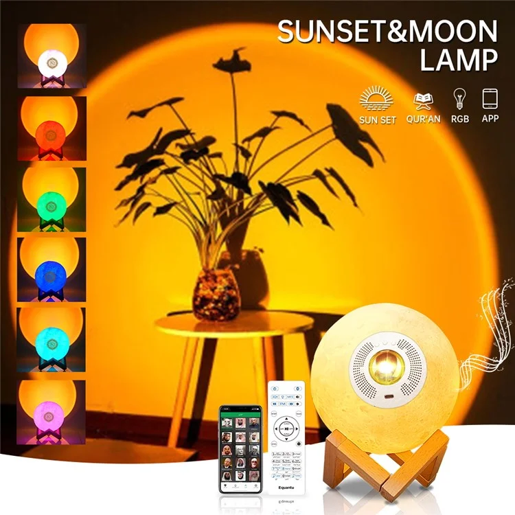 Equantu SQ175 Creative Moon Lamp Quran Lautsprecher Kinder Nachtlicht 7 Farben LED 3D Star Monod Licht Mit Stand Für Koran Rezitation Eid Mubarak Hajj