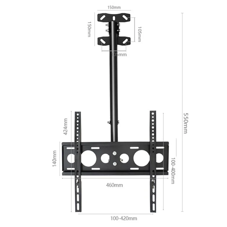 DJ02 1.9m TV Ceiling Mount 360-Degree Rotation Television Wall Holder Bracket Fits 32 to 55 Inch LED, LCD, OLED Screen