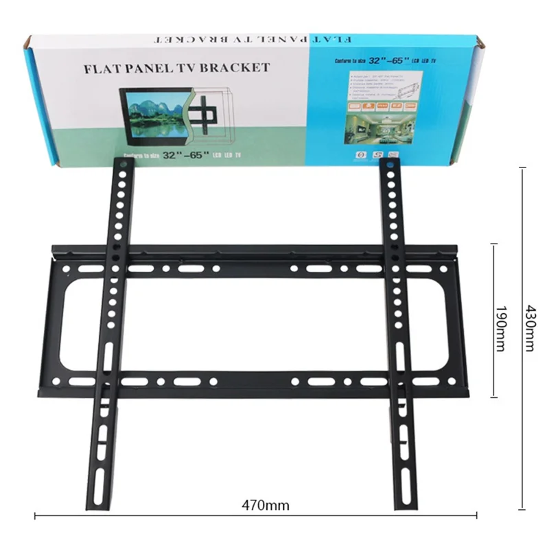 A43 1.5mm Universal TV Wall Mount Hanging Holder for 32-65 Inch Flat Wall Mount Bracket with Loading 55Kg