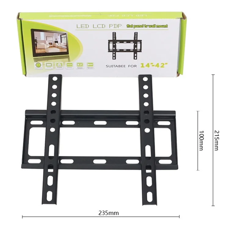 A19 Montagem Fixa de Parede de TV de 1 mm de Bloqueio Rápido TV Com Carregamento de 25 kg de Suporte de Parede Plana Para TVs de 14-42 Polegadas