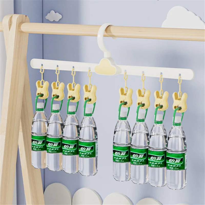 Cute Cloud Design 360 Degree Rotation Multi-Clip Socks Hanger Storage Rack - Amarelo