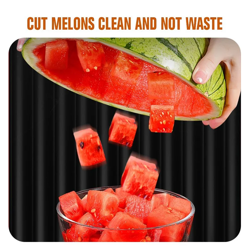 3-in-1 Watermelon Fork Slicer Cutter Stainless Steel Fruit Scooper Tool for Camping Kitchen Gadgets - Green