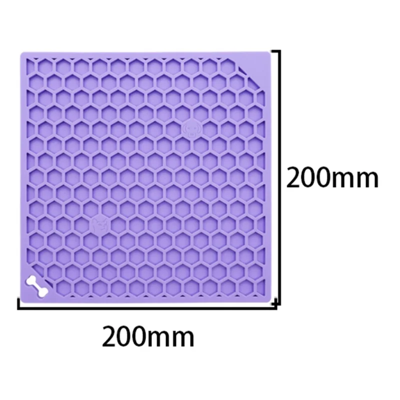 Tapis de Léchage pour Animaux de Compagnie Motif Nid d'Abeille Distributeur Lent Anti-Étouffement avec Ventouse - Violet