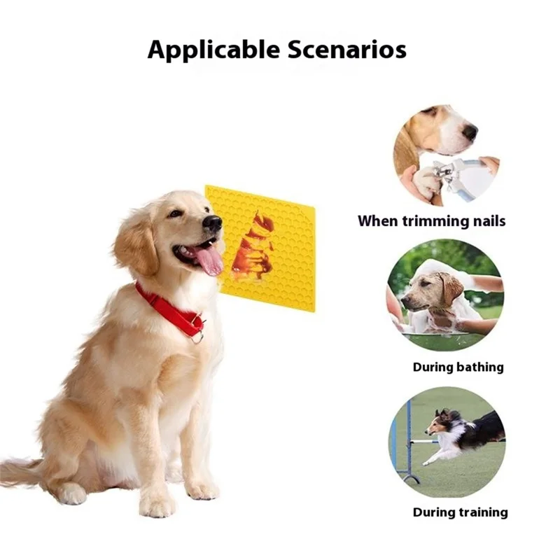 Tapis de Léchage pour Animaux de Compagnie Motif Nid d'Abeille Distributeur Lent Anti-Étouffement avec Ventouse - Violet