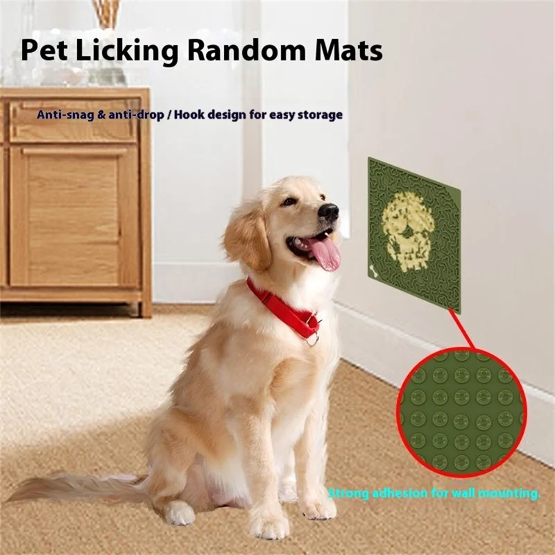 Tapis de léchage anti-étranglement pour chiens et chats avec ventouse, forme d'os, distributeur d'alimentation lent - Rose foncé