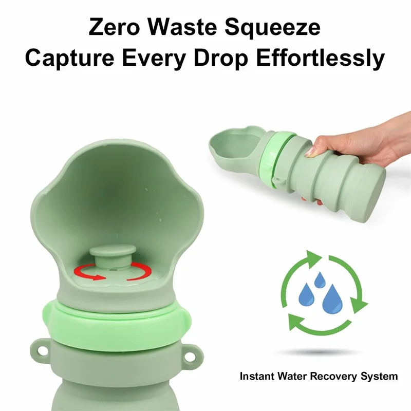 Portable Collapsible Pet Water Dispenser Gift for Outdoor Travel Silicone Pet Drinking Bowl (BPA Free, FDA / CPC / LFGB Certified) - Green