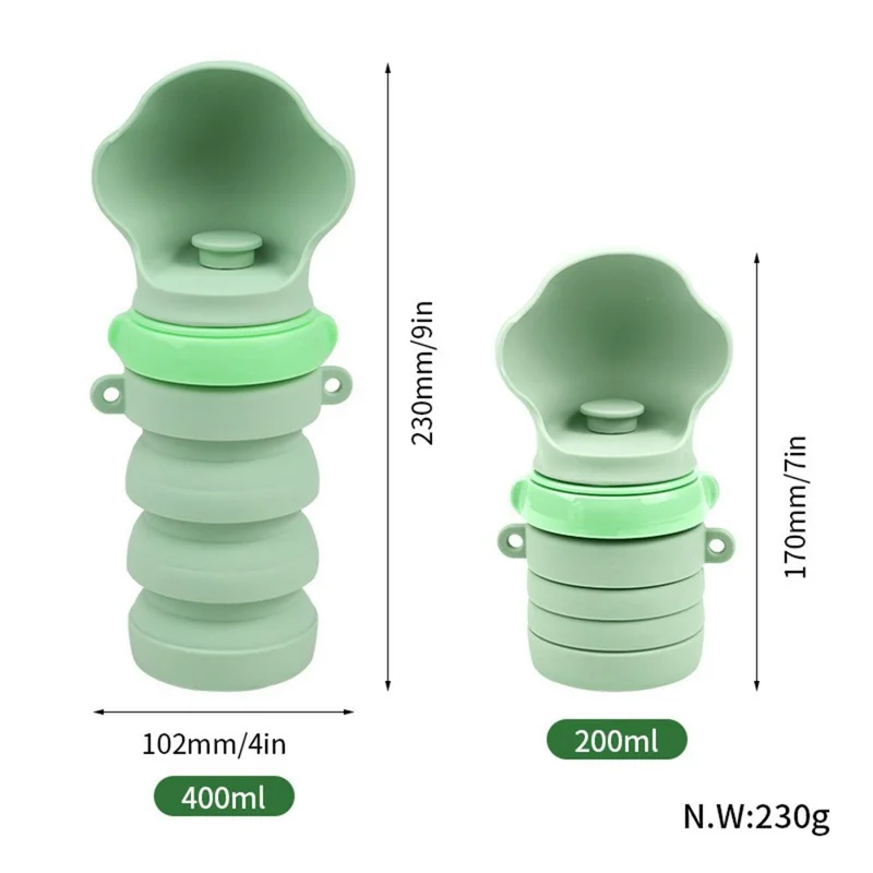 Portable Collapsible Pet Water Dispenser Gift for Outdoor Travel Silicone Pet Drinking Bowl (BPA Free, FDA / CPC / LFGB Certified) - Green
