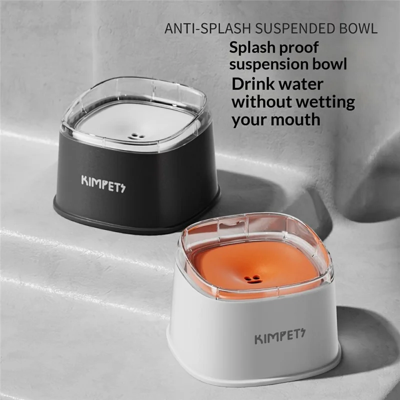 KIMPETS Pet Water Bowl 2L Floating Anti-Splash Non-Wetting Mouth Automatic Feeder for Cats Dogs - Black  /  White