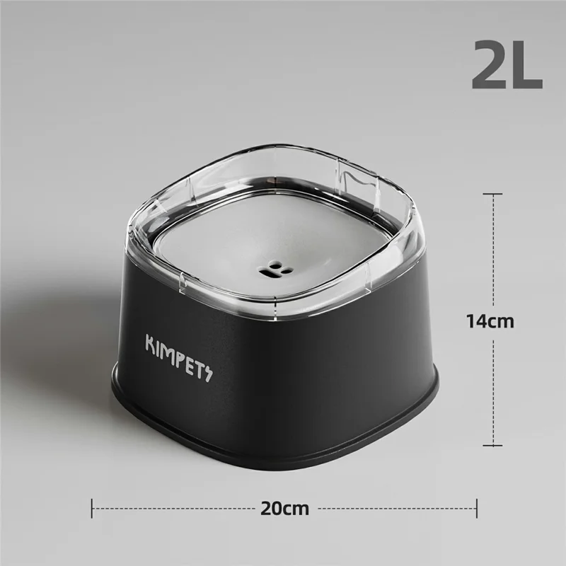 KIMPETS Pet Water Bowl 2L Floating Anti-Splash Non-Wetting Mouth Automatic Feeder for Cats Dogs - Black  /  White