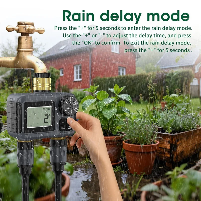 2-Outlet Water Timer Brass BSP 3 / 4 Thread Irrigation Controller Auto Sprinkler for Garden Lawn