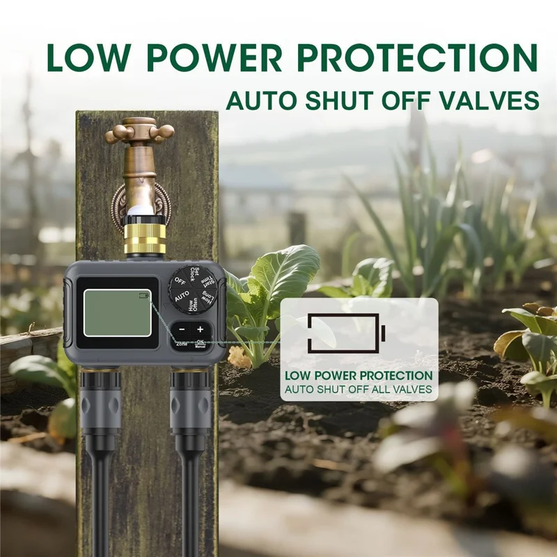 2-Outlet Water Timer Brass BSP 3 / 4 Thread Irrigation Controller Auto Sprinkler for Garden Lawn