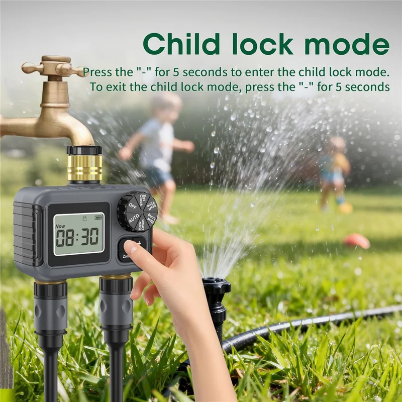 2-Outlet Water Timer Brass BSP 3 / 4 Thread Irrigation Controller Auto Sprinkler for Garden Lawn