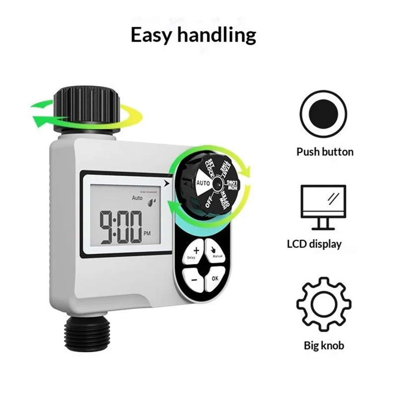 Temporizador digital de agua de una válvula resistente al agua IP55 con pantalla LCD para controlador de riego de jardín