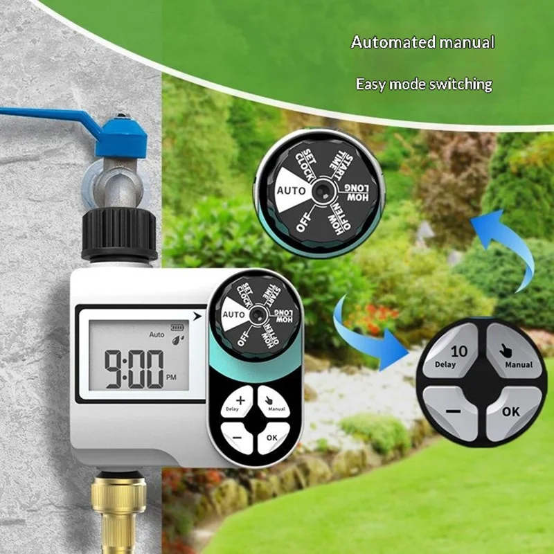 Temporizador digital de agua de una válvula resistente al agua IP55 con pantalla LCD para controlador de riego de jardín
