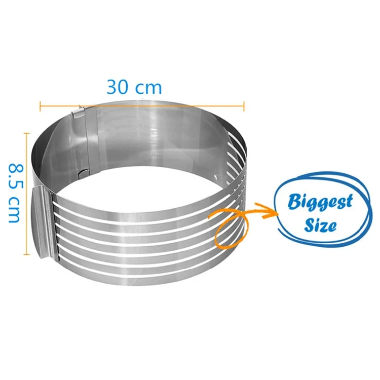 Mousse Mold Ring Backwarenwerkzeug Große 9,5 Bis 12 Zoll Einstellbare Runde Edelstahlkuchen Bäckereiring (BPA-frei, Kein FDA-Zertifikat)