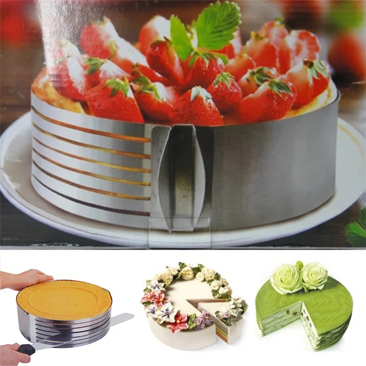 Anel de Molde de Mousse Ferramenta de Utensílios de Cozimento Grande Redondo Ajustável de 9,5 a 12 Polegadas Anel de Bolo de Aço Inoxidável (Sem Certificado FDA, Livre de BPA)