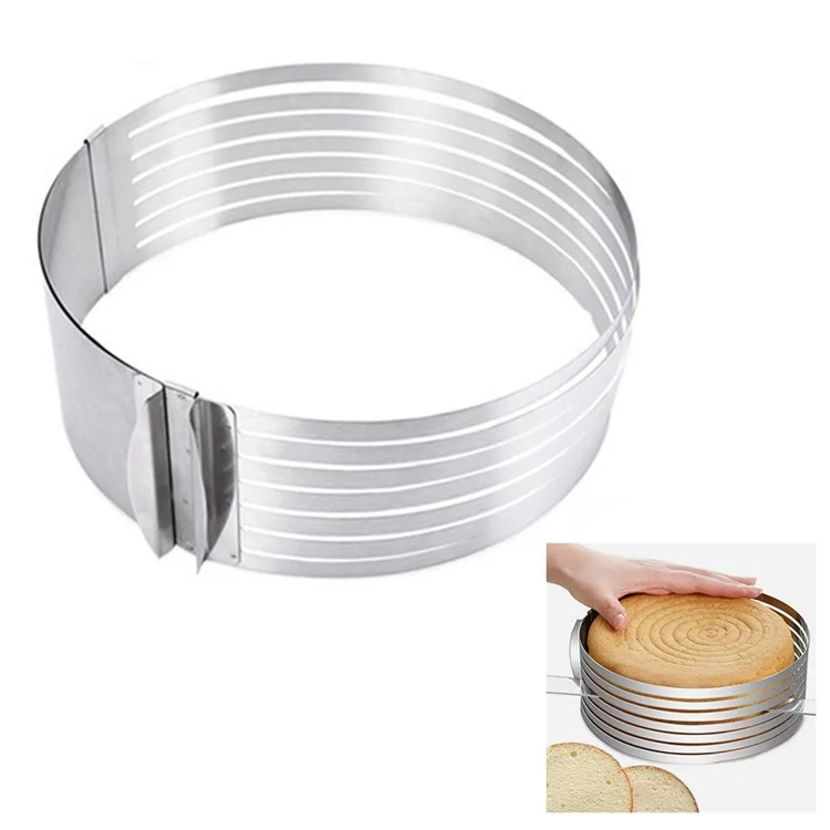 Kuchenring 6 bis 8 Zoll verstellbar, runder Edelstahl-Mousse-Backform, Backzubehör-Werkzeug (BPA-frei, kein FDA-Zertifikat)