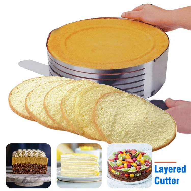 Kuchenring 6 bis 8 Zoll verstellbar, runder Edelstahl-Mousse-Backform, Backzubehör-Werkzeug (BPA-frei, kein FDA-Zertifikat)
