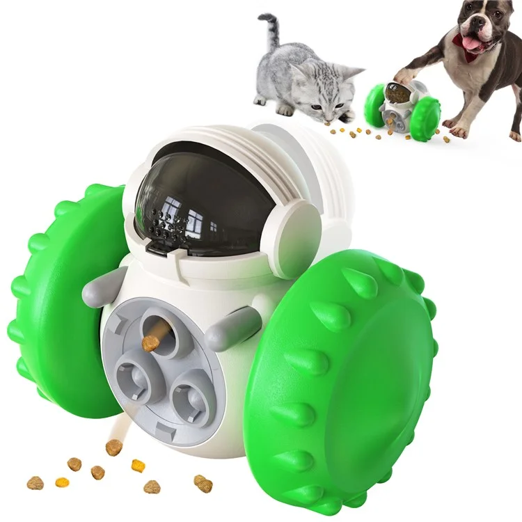 LSC-01 Food Dispensing Cat Chew Toy Interactive Tumbler Dogs Moving Toys Funny Exercise Kitten Teaser Toys for Indoor Pets (with FDA, BPA-Free) - Green