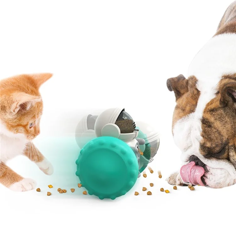 LSC-01 Food Dispensing Cat Chew Toy Interactive Tumbler Dogs Moving Toys Funny Exercise Kitten Teaser Toys for Indoor Pets (with FDA, BPA-Free) - Lake Blue