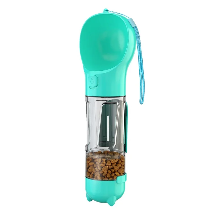 Portable Dog Water Bottle Pet Puppy Doggie Food Storage Box (BPA-Free, FDA Certified, No Certification), with 300ML Water Bottle+Poop Bag Dispenser+Food Storage Box  - Lake Blue