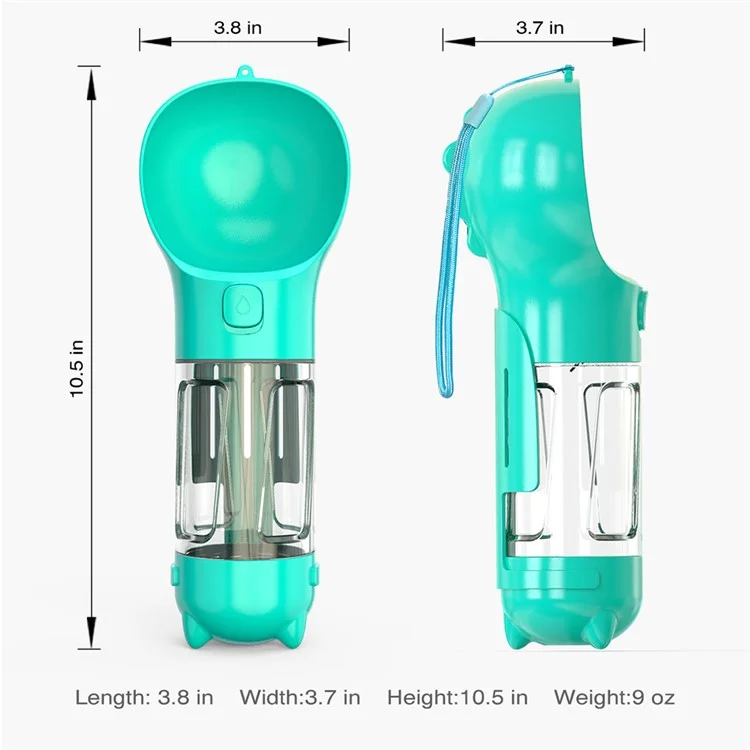 SH-01 Multifunction 300ML Dog Travel Water Bottle with Poop Dispenser Perfect for Walking, Hiking, On The Go and Car Rides Pets Drinking (BPA-Free, CE / CPC / FDA / ROHS Certified) - Lake Blue