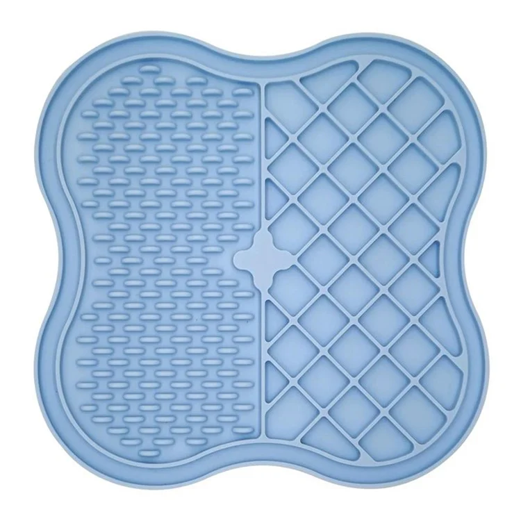 Dog Cat Food Licking Mat Silicone Suction Cup Anti Choking Pet Slow Eating Food Pad (No FDA Certification, BPA Free) - Blue