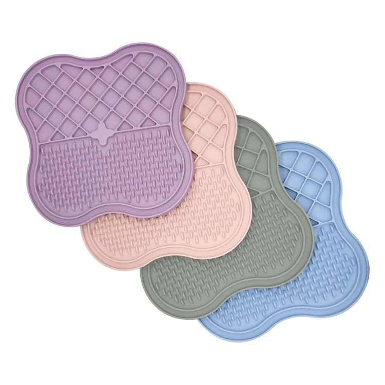 Dog Cat Food Licking Mat Silicone Suction Cup Anti Choking Pet Slow Eating Food Pad (No FDA Certification, BPA Free) - Blue