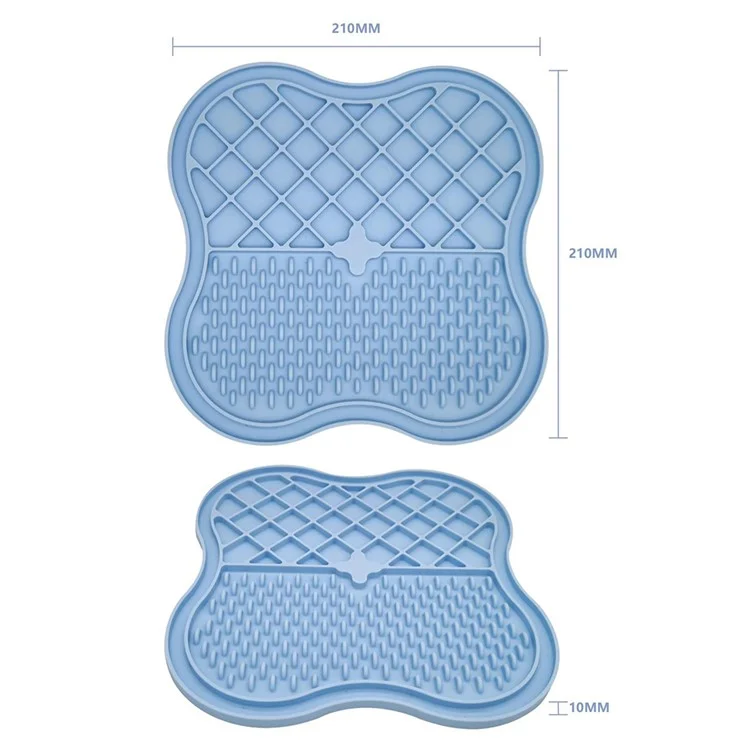 Dog Cat Food Licking Mat Silicone Suction Cup Anti Choking Pet Slow Eating Food Pad (No FDA Certification, BPA Free) - Blue