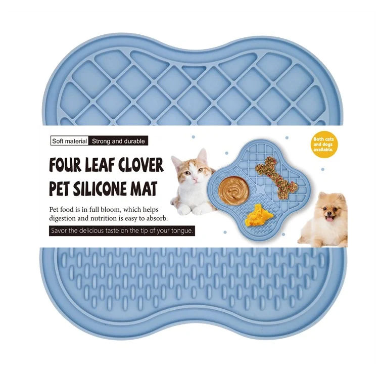 Dog Cat Food Licking Mat Silicone Suction Cup Anti Choking Pet Slow Eating Food Pad (No FDA Certification, BPA Free) - Blue