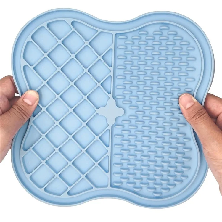 Dog Cat Food Licking Mat Silicone Suction Cup Anti Choking Pet Slow Eating Food Pad (No FDA Certification, BPA Free) - Blue