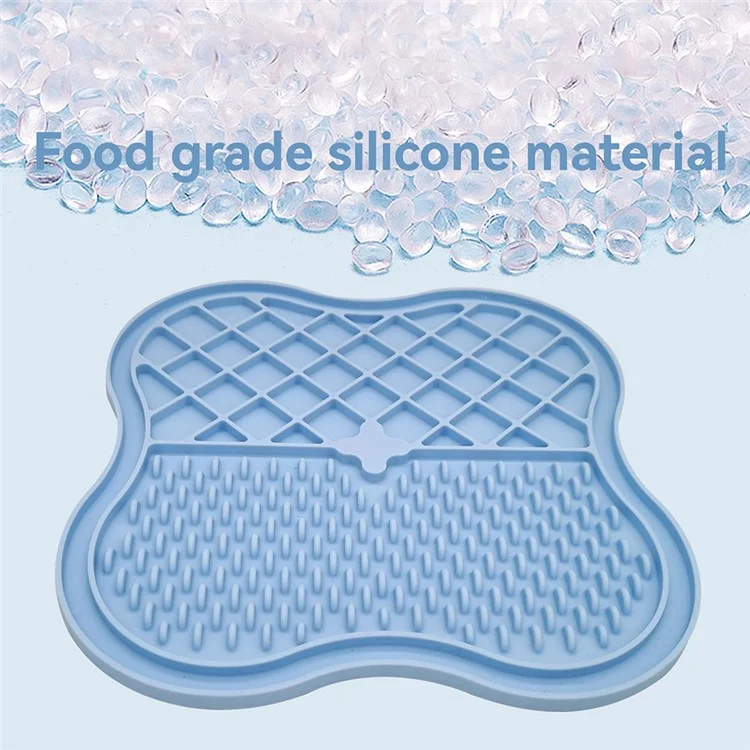Dog Cat Food Licking Mat Silicone Suction Cup Anti Choking Pet Slow Eating Food Pad (No FDA Certification, BPA Free) - Blue