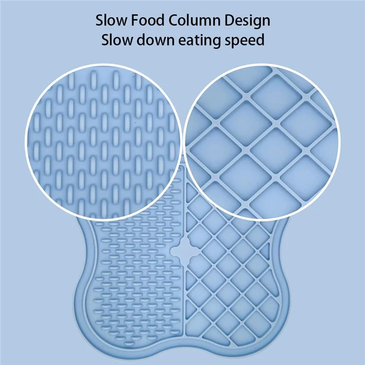 Dog Cat Food Licking Mat Silicone Suction Cup Anti Choking Pet Slow Eating Food Pad (No FDA Certification, BPA Free) - Blue