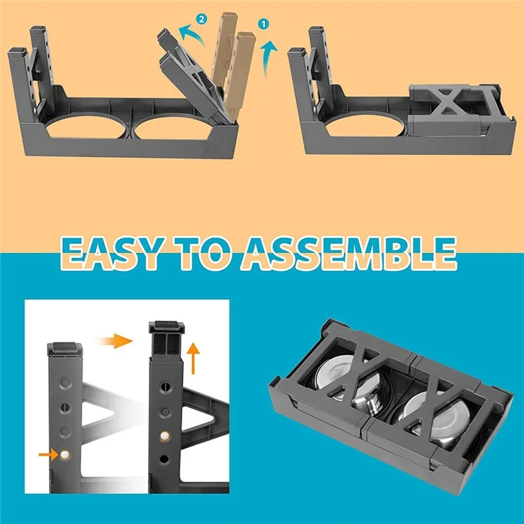 Comedero Elevado para Perros Cachorros, 4 Alturas Ajustables, Tazón de Acero Inoxidable + Soporte de Estante de ABS (Sin BPA, No Certificado) - Gris