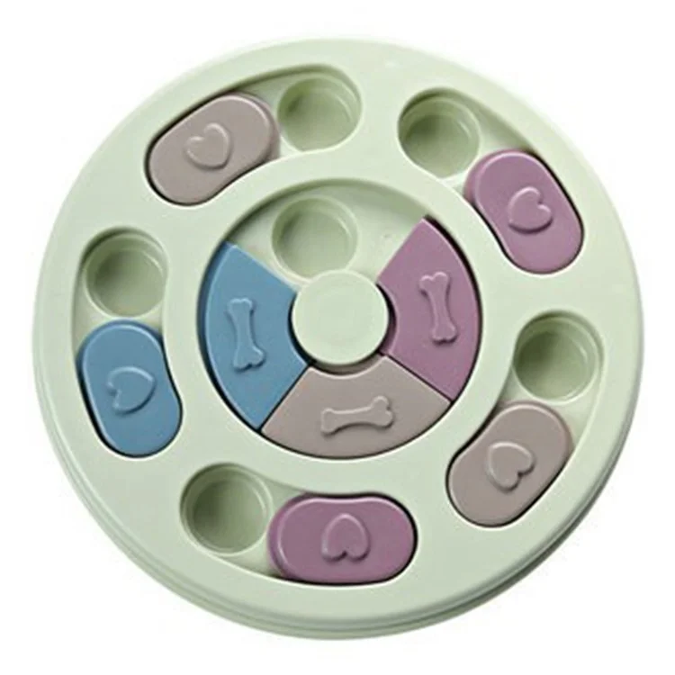 Dog Plates Slow Feeder PP Slow Eater Bowl for Dogs, Puppy Dishes Slow Down Eating Puzzle Dog Food Bowl - Green Round
