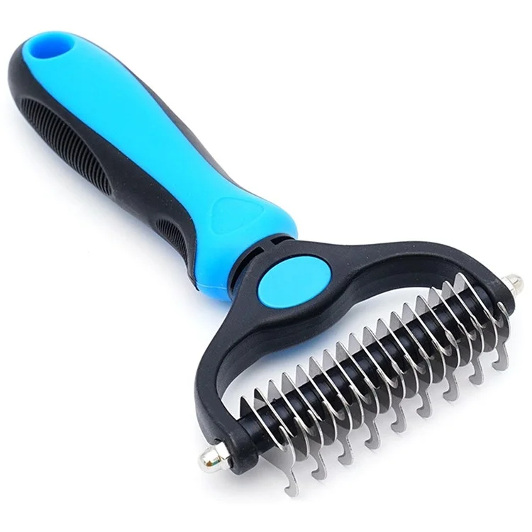 Dog Cat de Acero Inoxidable Desenange Rake Pead Batir Remocal - Azul