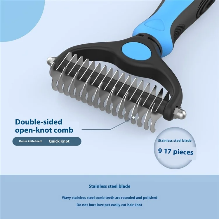 Dog Cat de Acero Inoxidable Desenange Rake Pead Batir Remocal - Azul