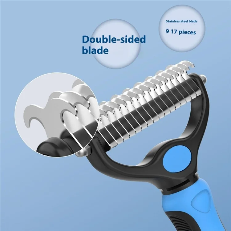 Dog Cat de Acero Inoxidable Desenange Rake Pead Batir Remocal - Azul
