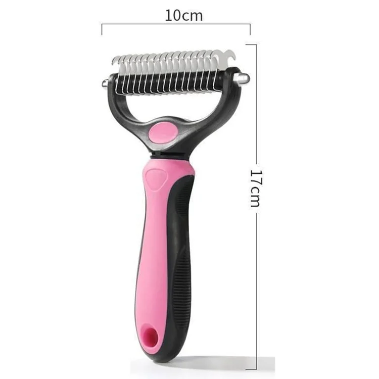 Dog Cat Stainless Steel Detangling Rake Comb Pet Hair Removal Grooming Comb, Size L - Blue
