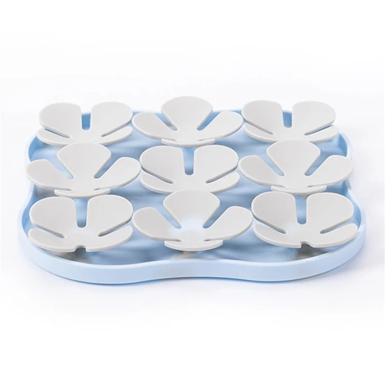 Ciotola in silicone a forma di fiore per gatti e cani con tappetino anti-soffocamento e ventose (certificato FDA) - Azzurro baby + Grigio