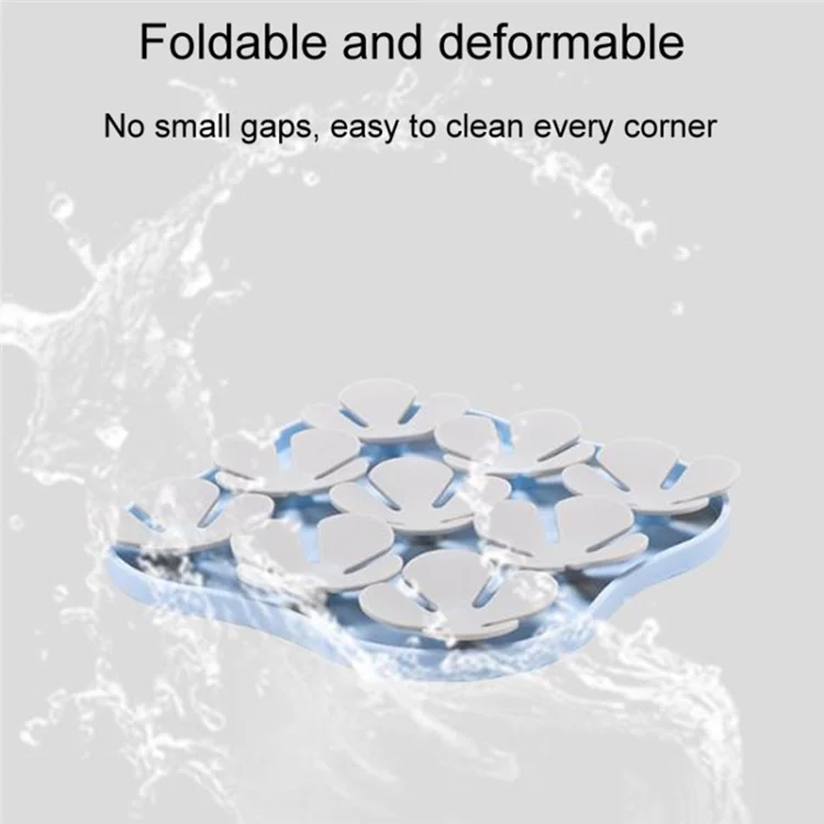 Ciotola in silicone a forma di fiore per gatti e cani con tappetino anti-soffocamento e ventose (certificato FDA) - Azzurro baby + Grigio