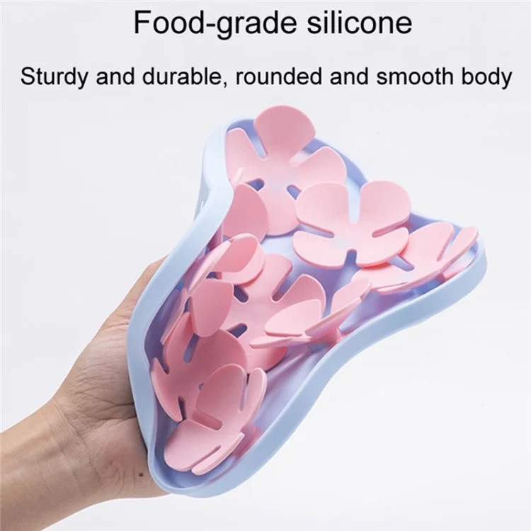 Ciotola in silicone a forma di fiore per gatti e cani con tappetino anti-soffocamento e ventose (certificato FDA) - Azzurro baby + Grigio