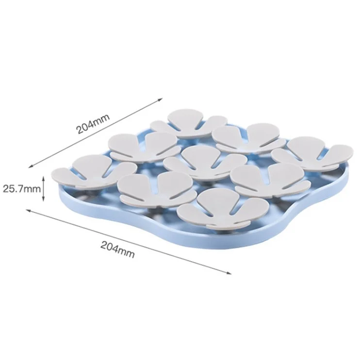 Ciotola in silicone a forma di fiore per gatti e cani con tappetino anti-soffocamento e ventose (certificato FDA) - Azzurro baby + Grigio