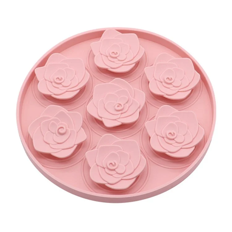 Rose Flower Design Dog Cat Slow Feeder Silicone Pet Lick Mat with Suction Cups - Pink