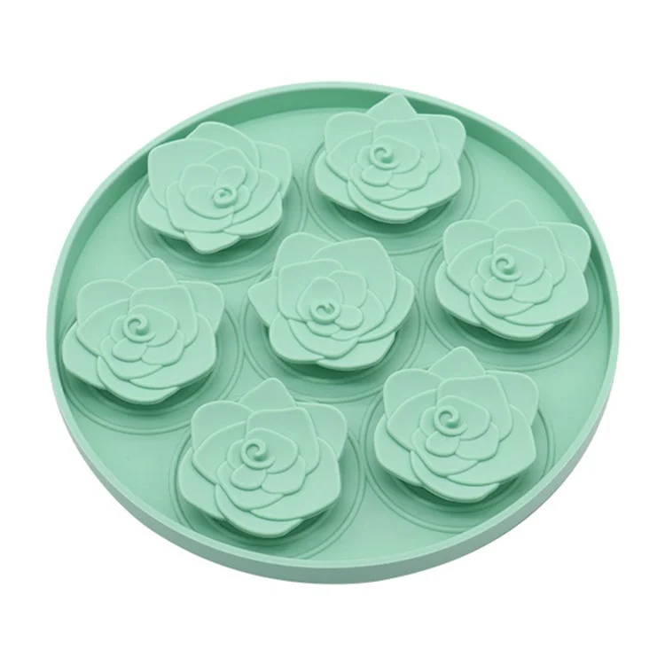 Rose Flower Design Dog Cat Slow Feeder Silicone Pet Lick Mat with Suction Cups - Green