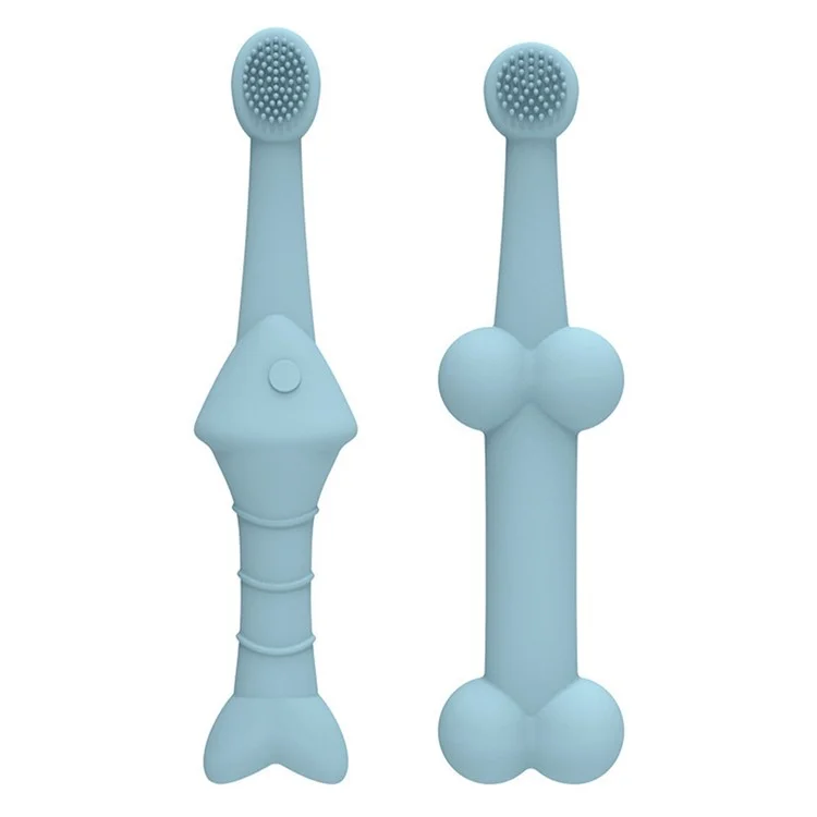 2Pcs Pet Oral Care Toothbrush Silicone Cat Dog Anti Tartar Teeth Cleaning Brush (FDA Certified) - Blue