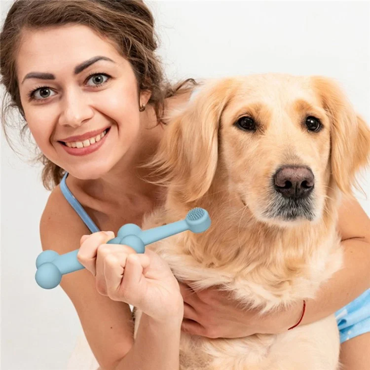 2Pcs Pet Oral Care Toothbrush Silicone Cat Dog Anti Tartar Teeth Cleaning Brush (FDA Certified) - Blue