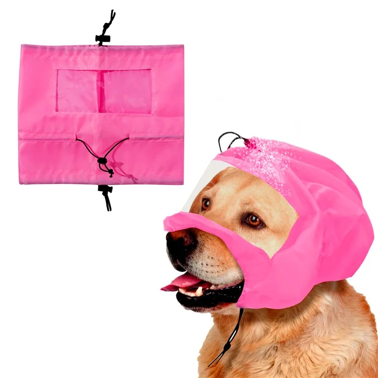 Gorra de ducha para mascotas de tela Oxford con protección para orejas y ojos - Rosa