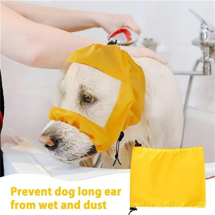 Gorra de ducha para mascotas de tela Oxford con protección para orejas y ojos - Rosa